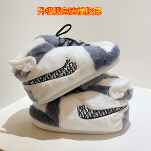 创意恶搞情侣A锥大棉拖搞怪防水毛毛鞋外穿aj胖胖鞋女可爱棉拖鞋