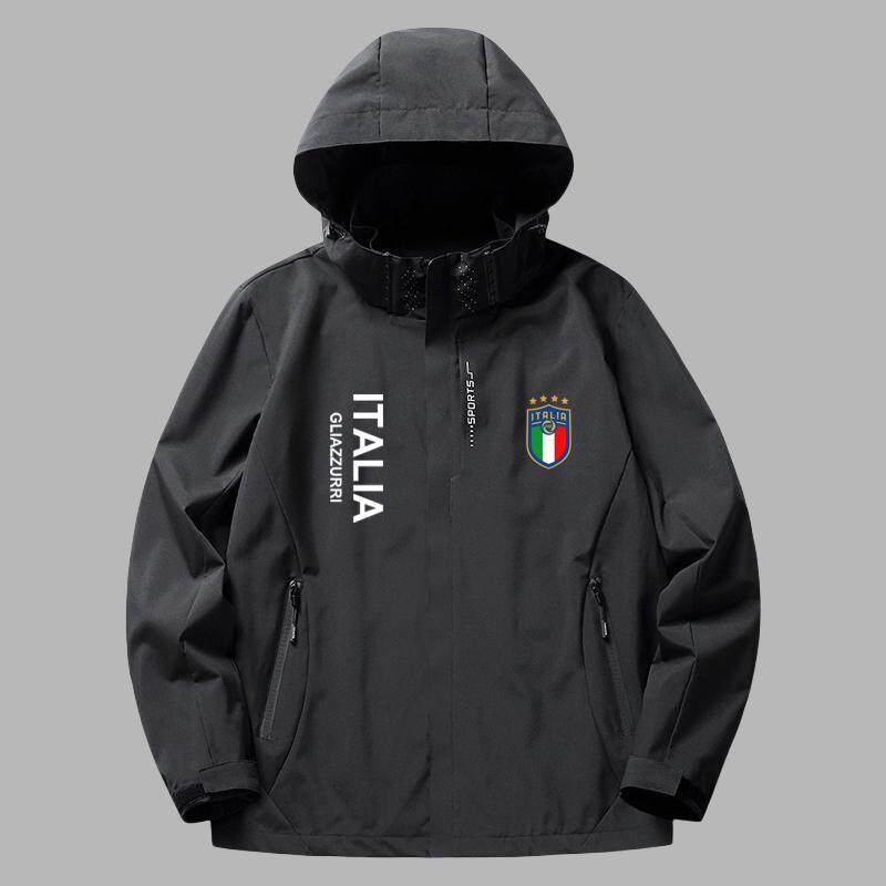 春秋款新款欧洲意大利足球运动风衣外套连帽登山服训练户外冲锋衣