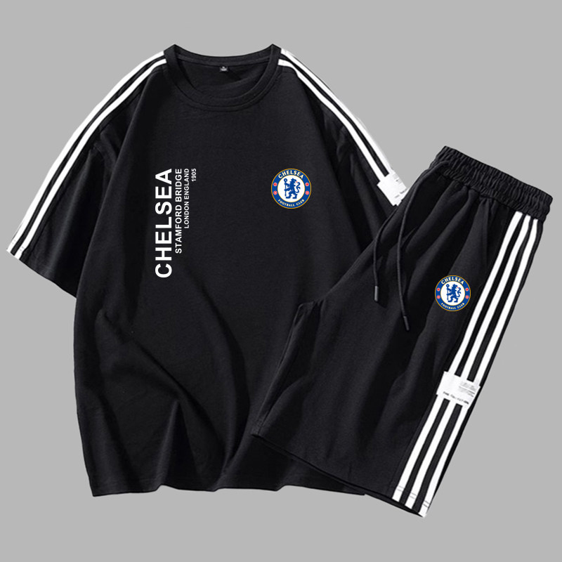 2026夏季新款欧冠切尔西五分裤足球训练运动服圆领短袖休闲服套装