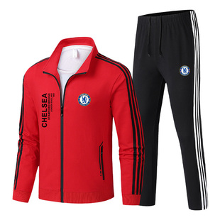2025新款红魔曼联足球运动服训练开衫大码外套男春秋卫衣长裤套装