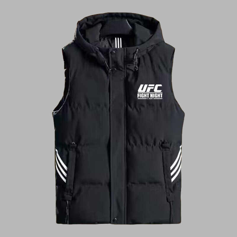 秋冬UFC格斗MMA拳击棉衣马甲外套加肥加大码宽松百搭无袖坎肩马夹