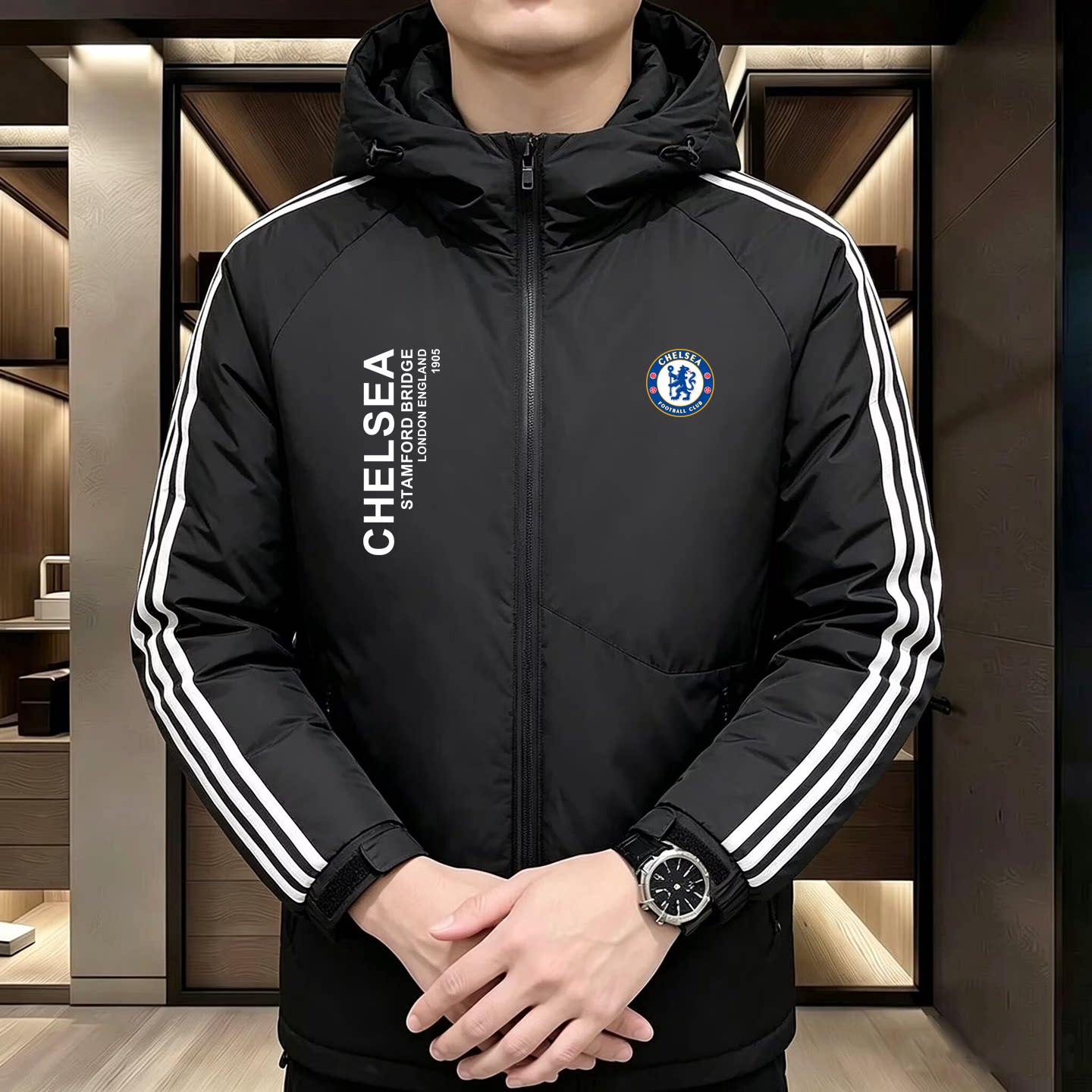 欧冠切尔西棉袄外套防风工作服棉衣男冬季加厚冬季棉服防寒服大衣