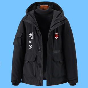 欧冠AC米兰足球队运动棉服秋冬季保暖防风夹克棉衣运动休闲外套