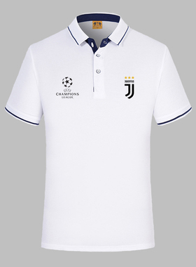 欧冠足球Juventus尤文图斯尤文球衣T恤C罗球迷立领短袖体恤