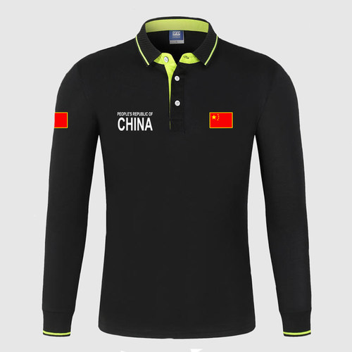 中国男篮China长袖POLO衫国家队训练服篮球透气速干春秋季t恤体恤