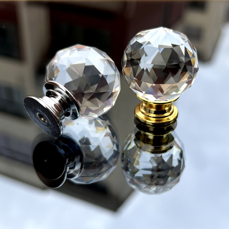 现代简约柜门水晶球单孔小拉手抽屉床头柜橱柜鞋柜锌合金把手