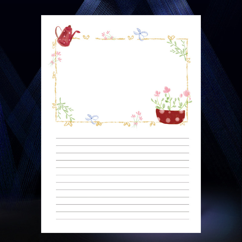 漂亮的a4纸  印花打印信纸文艺空白信纸小学生日记纸彩色植物卡通