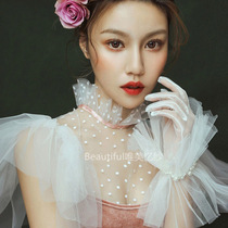 Bridal short wedding dress gloves lace silk mesh super Xian Sen series spring and autumn Summer photo gloves accessories