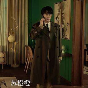 原版滤镜檀健次唐奇同款风衣外套春秋翻领长袖中长款大衣男衣服潮