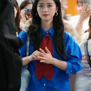 原版中餐厅9沈月同款衬衫上衣夏季翻领韩版百搭蓝色衬衣女衣服潮