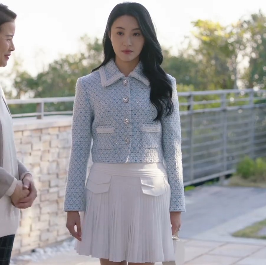 原版黑色月光林夏薇卓慧云同款小香风外套翻领粗花呢上衣女衣服潮