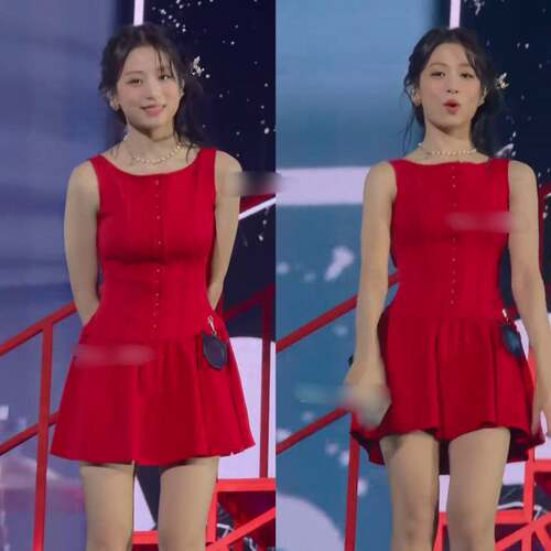 明星ahyeon郑雅贤同款背心连衣裙