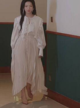 原版短剧暗涌王云云沈妤微同款衬衫连衣裙翻领收腰裙子女衣服潮