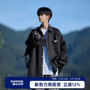 新款 WASSUP 男2026春季 衬衫 外套宽松休闲衬衣 BROWN日系潮流长袖