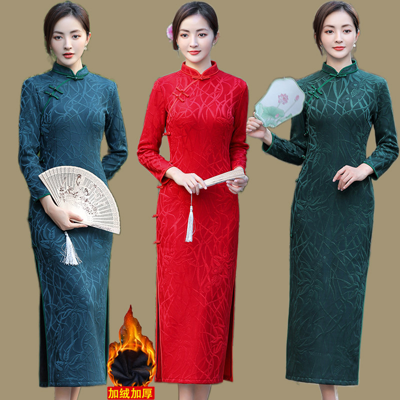 中国风日常婚礼服旗袍加绒加厚女