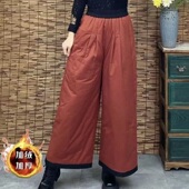 女洋气显瘦长腿保暖宽松百搭高腰长裤 冬季 加棉加厚棉裤 阔腿裤 新款