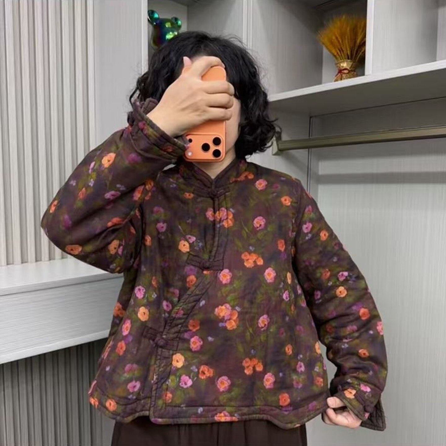 新中式斜襟盘扣夹棉保暖妈妈棉袄