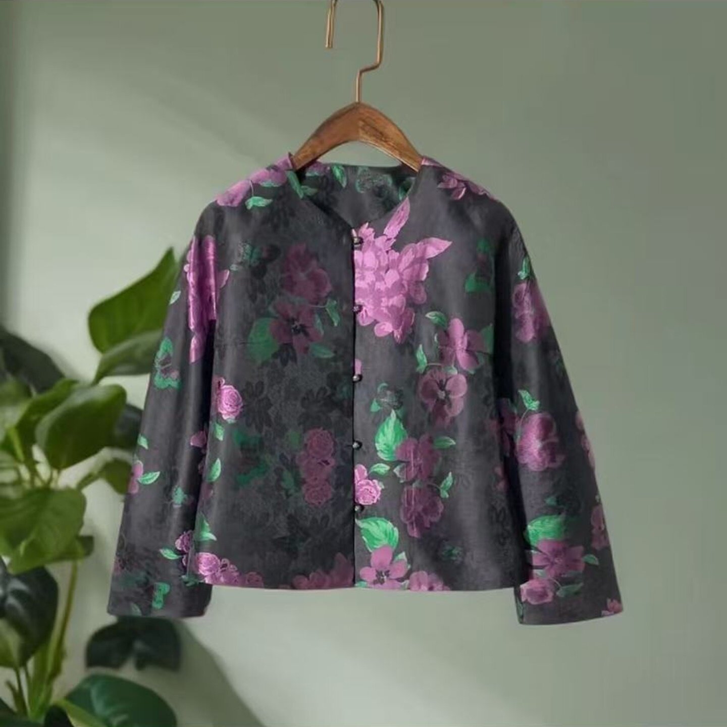 2026新款女式短款外套春秋装新中式国风宽松唐装气质圆领长袖上衣