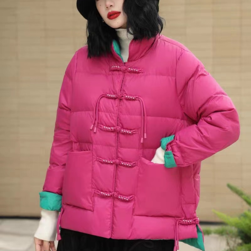 中国风记忆短款立领复古羽绒服女