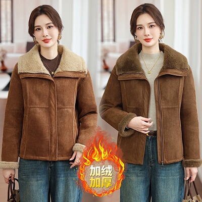 百搭加厚保暖外套拉链翻领常规袖