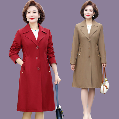 长袖西装领中长款韩版风衣洋气女
