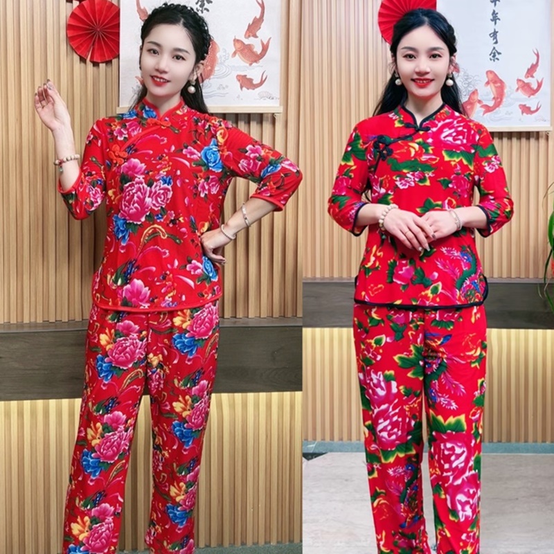 东北大花秧歌服民族风套装中式女