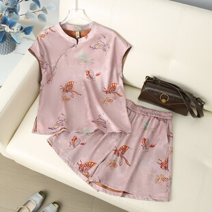 妈妈装夏季新款新中式国风短袖套装高级感透气轻薄上衣短裤两件套