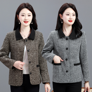 高档妈妈短款小香风外套百搭中老年女装春秋新款显瘦洋气时尚上衣