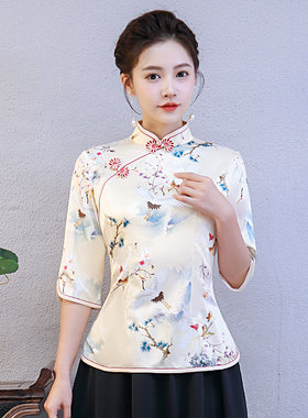气质春夏盘扣中国风唐装上衣套装
