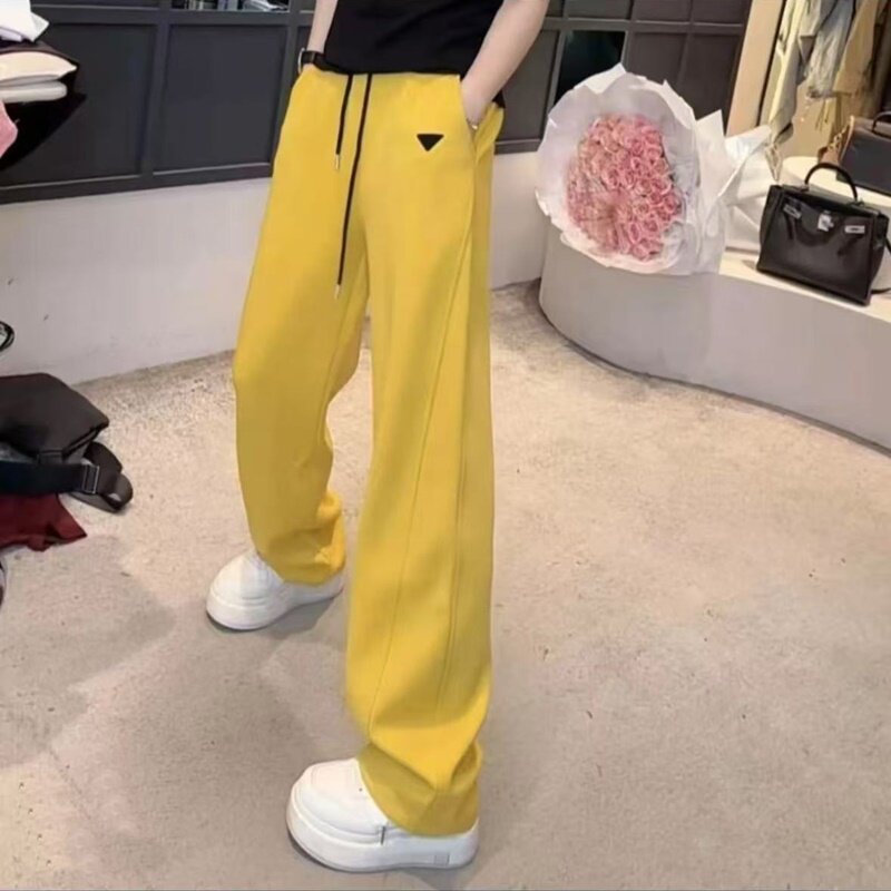 休闲运动卫裤女士春秋季新款小个子高腰抽绳宽松窄版直筒香蕉裤子