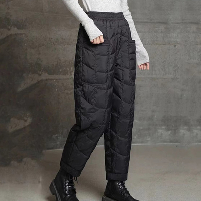 加厚松紧腰白鸭绒保暖休闲裤高腰