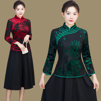 中国风日常复古唐装套装旗袍上衣