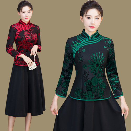 中国风日常复古唐装套装旗袍上衣
