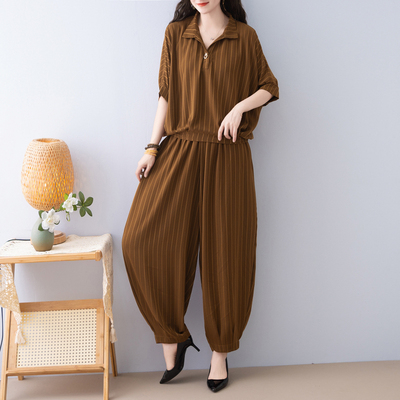 两件套纯色新款大码宽松套装休闲