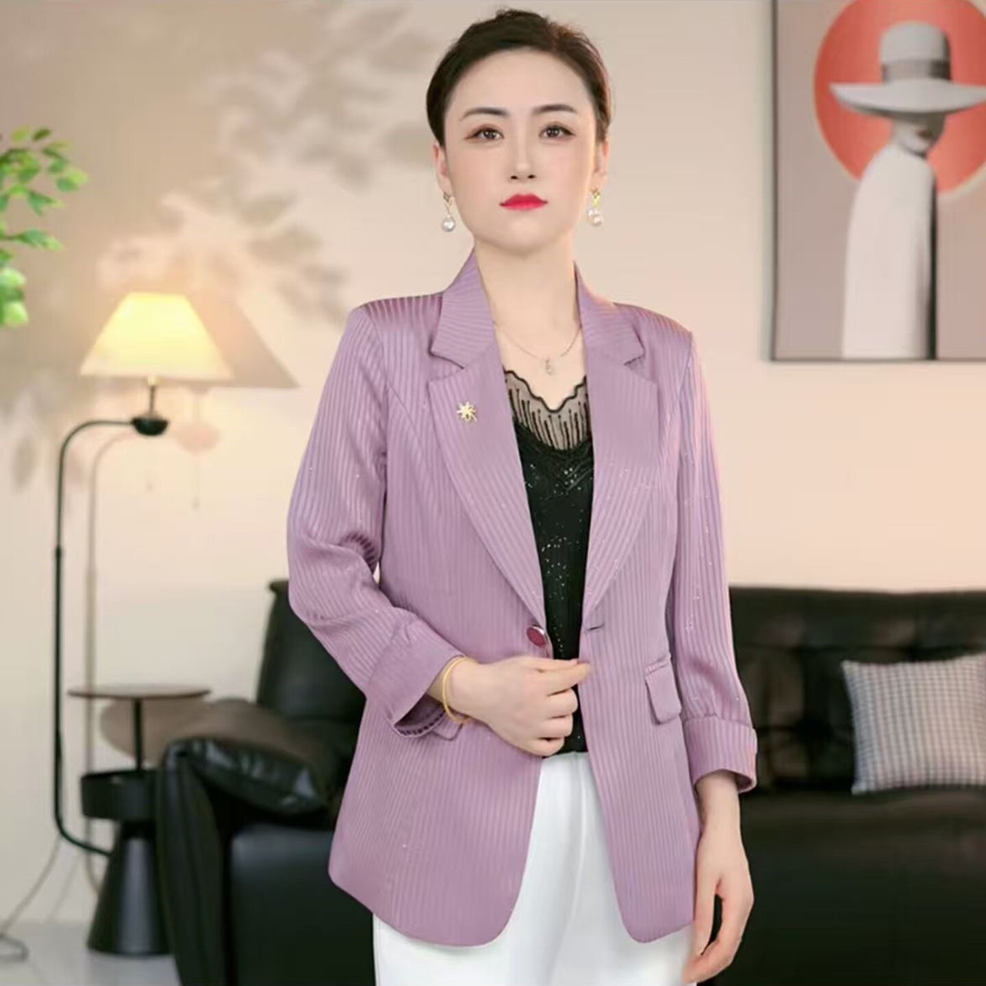 夏季薄款女装翻领修身西装外套衣