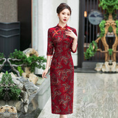 礼服妈妈装 年轻喜婆婆婚宴装 气质优雅复古风 秋冬季 老上海旗袍新款