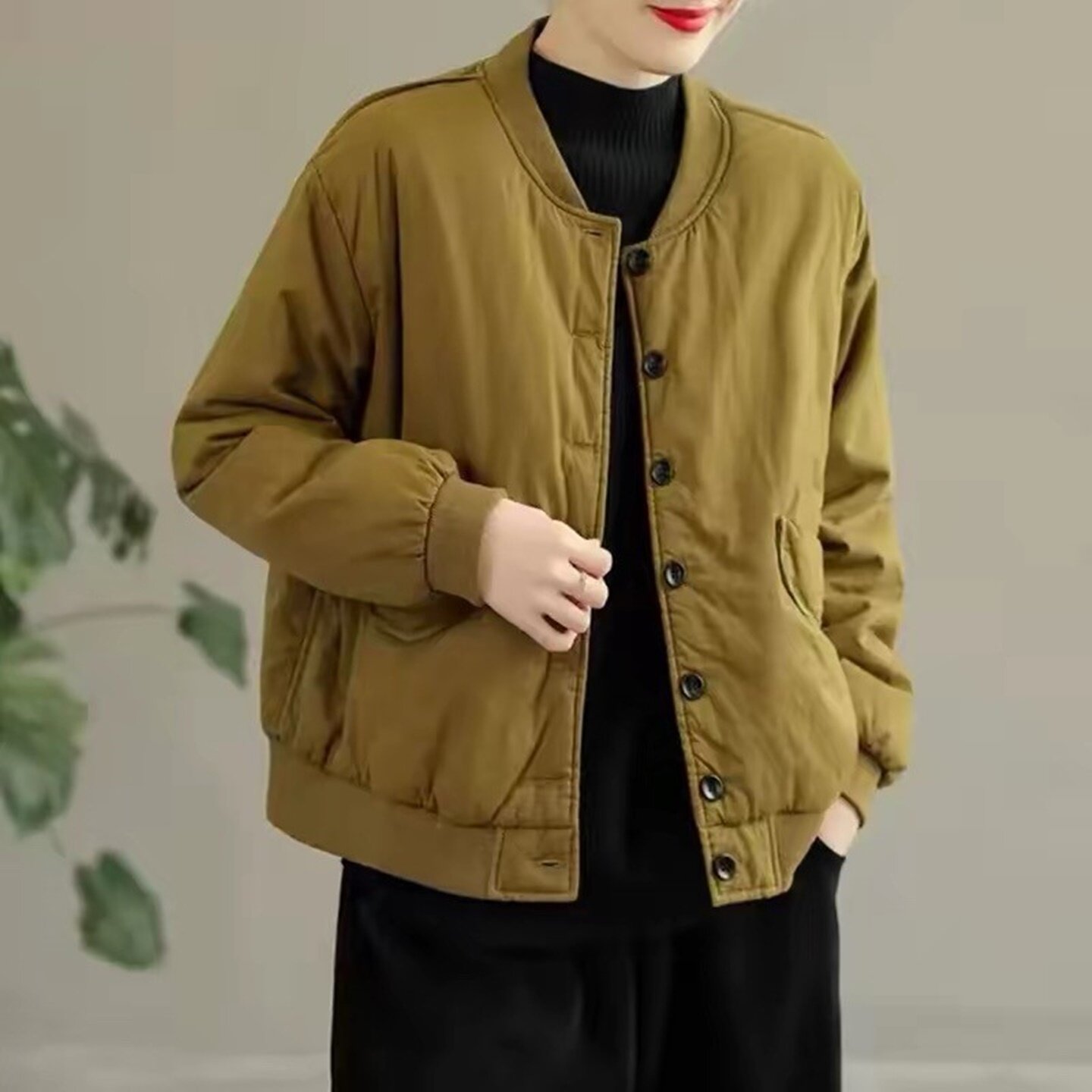 秋冬加厚保暖显瘦棒球棉服外套女