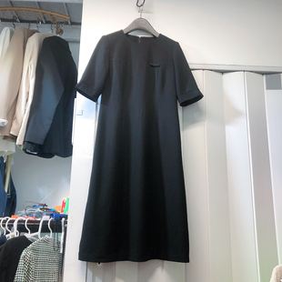 L码黑色气质连衣裙中袖