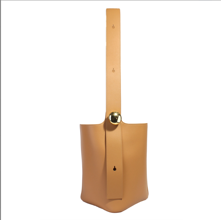 大号Pebble设计新款真皮水桶包单肩斜跨包BK-1051B暖沙棕