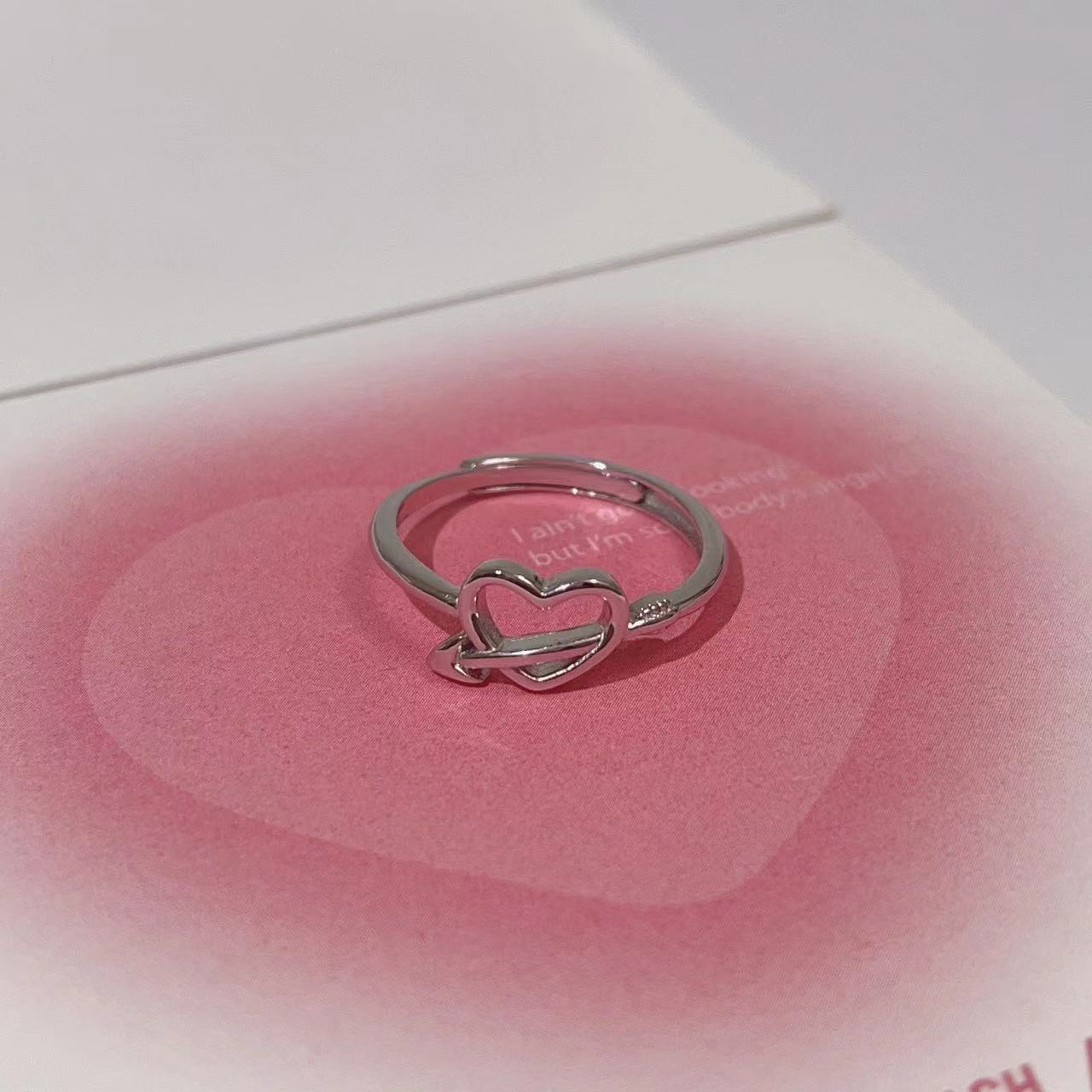 s925纯银一箭穿心开口可调节戒指