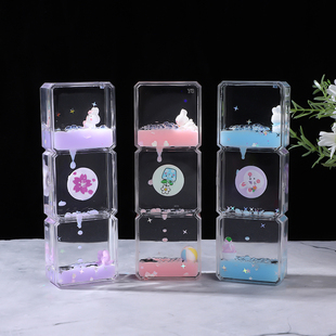 新款 创意可爱油漏小摆件治愈解压油滴沙漏同学生日圣诞节礼物