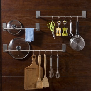 维度仕毛巾架 亚马逊跨境304不锈钢厨房置物架免钉粘贴墙面