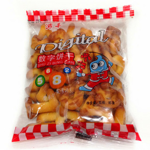 沛丰喜洋洋玉米酥数字日式 饼干小馒头学习休闲零食整箱3900克