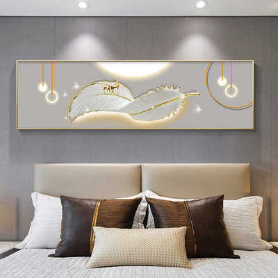 轻奢高级感卧室挂画主卧床头背景