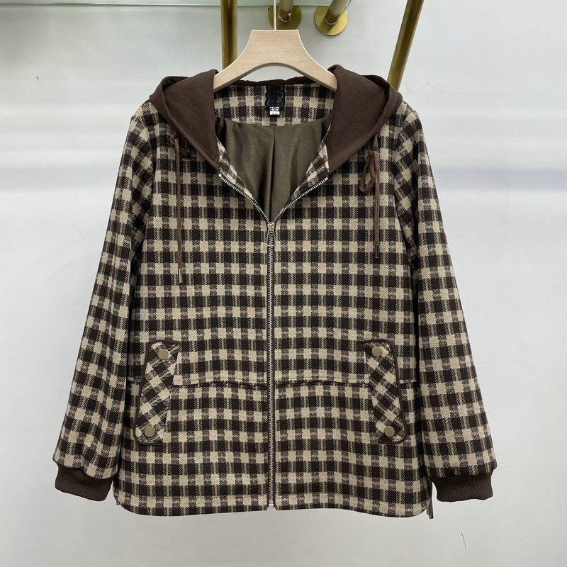 新款妈妈春秋外套短款高贵中老年女装时尚休闲洋气上衣连帽夹克衫