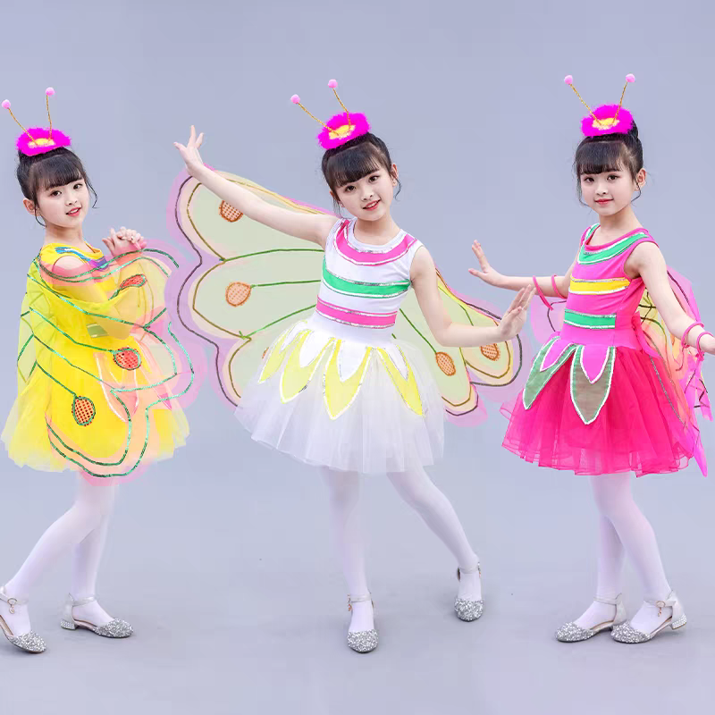 六一儿童节小青虫的梦想动物演出服女童翅膀虫儿飞蝴蝶演出服装
