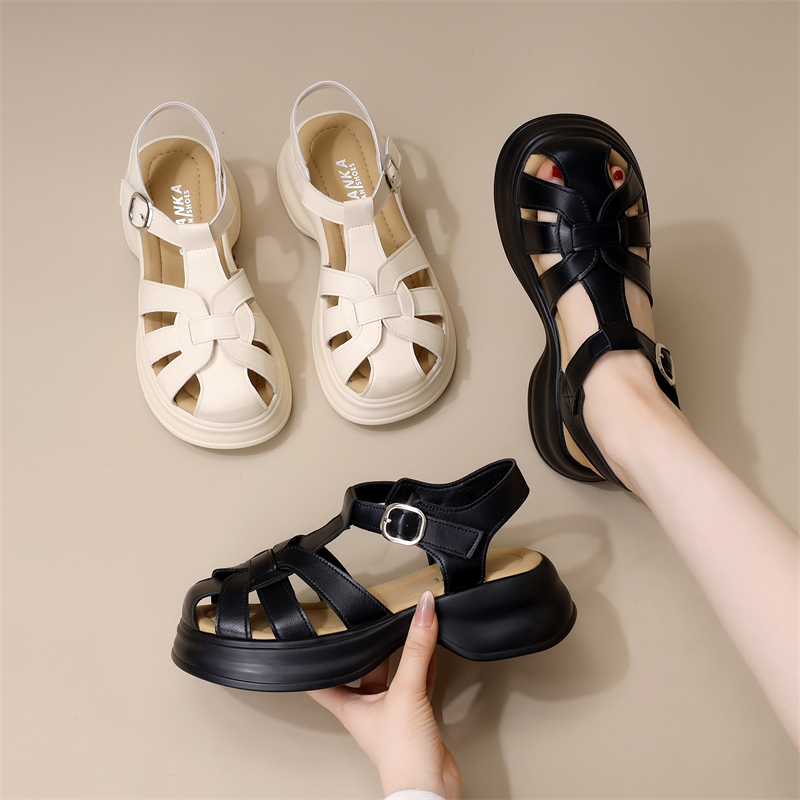 32小码松糕镂空猪笼凉鞋