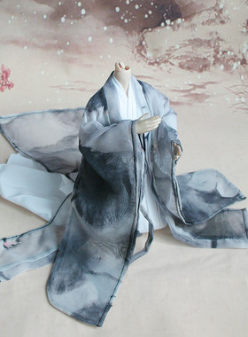 6分BJD宇哥OB2棉花娃娃长月烬明澹台烬同款雪地水墨古装娃衣套装