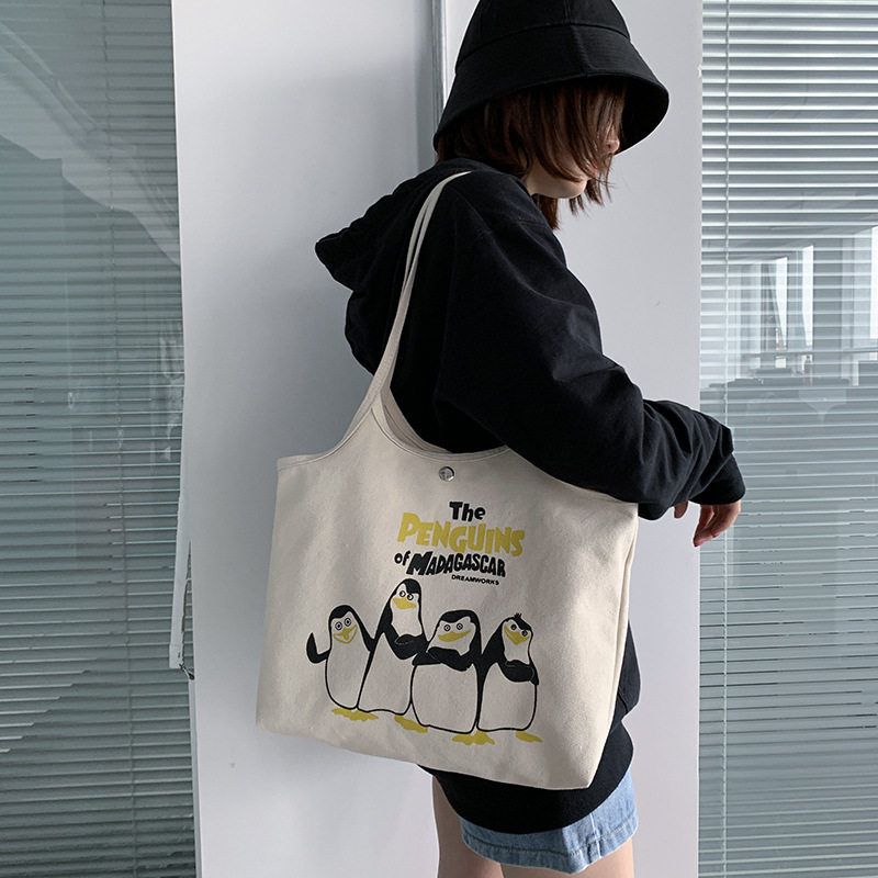 新款大容量帆布包女单肩韩版原宿ulzzang可爱旅行学生百搭时尚ins