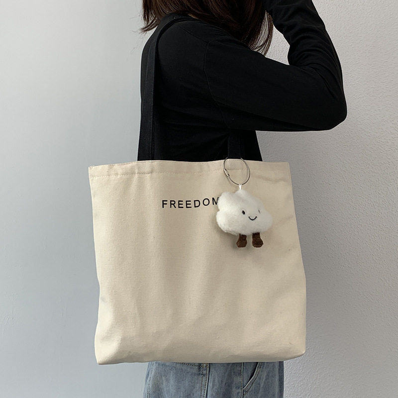 帆布包新款女简约单肩日系ins韩风手提袋大容量学生上课包学院风